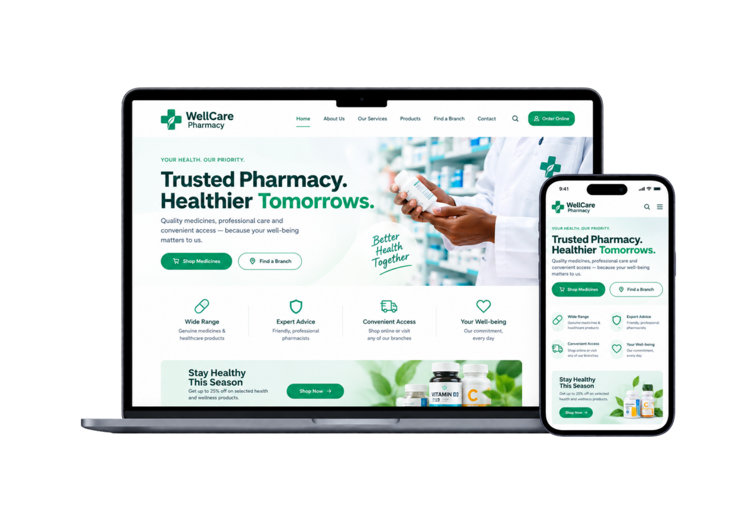 Local business website design mockup